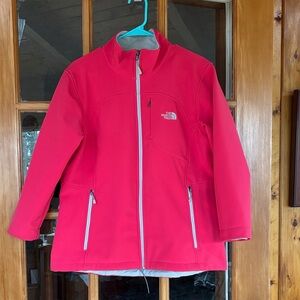 The North Face Vibrant Pink Softshell Jacket grey inside- few marks in picture